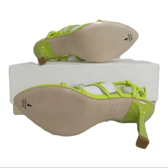 NIB AJE Mirage Leather Strappy Heel Sandal Size 7/37 Citrus Green - Picture 5 of 10
